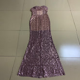Strapless Sleeveless Sequined Maxi Bodycon Dress Ins Street
